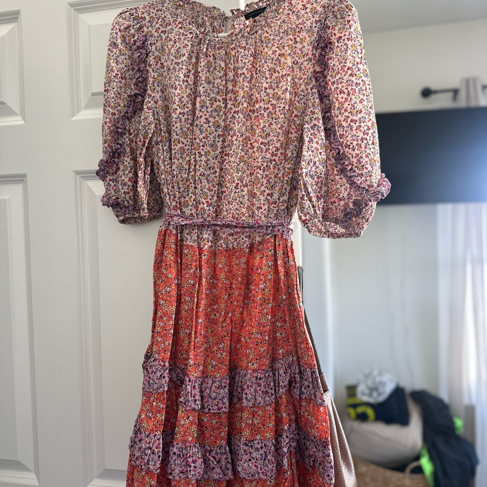 Ann Taylor Floral Mini Dress - Purple and Red